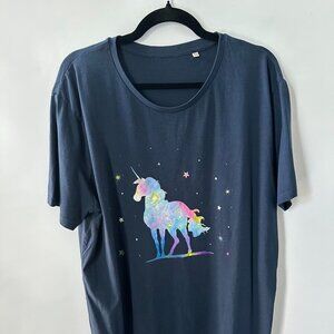 3XL Blue Shimmering Unicorn Stanley Stella Tee  100% Cotton